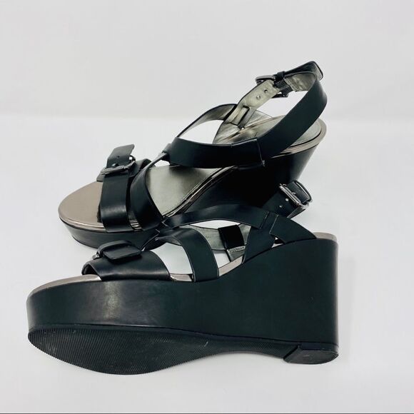 Marc Fisher - Black Faux-Leather Platform … - Picture 2 of 8